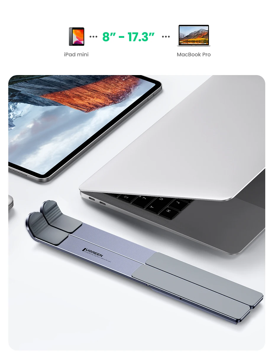 UGREEN Laptop Stand For Macbook Air Pro Foldable Aluminum Vertical Notebook Stand Laptop Support Macbook Pro Tablet Phone Stand