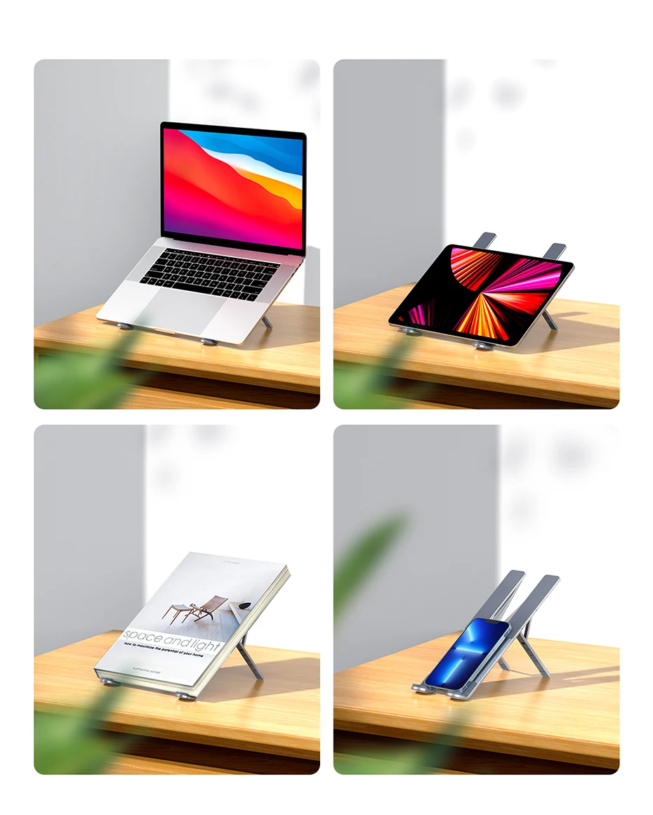 UGREEN Laptop Stand For Macbook Air Pro Foldable Aluminum Vertical Notebook Stand Laptop Support Macbook Pro Tablet Phone Stand